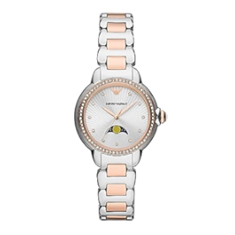 Emporio Armani Mia Three Hand Moonphase Mother of Pearl Dial Two Tone Steel Strap Watch For Women - AR11567 Authentic Buy Shop Now
