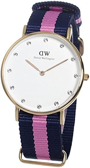 Daniel Wellington Classy Winchester White Dial Two Tone NATO Strap Watch For Women - DW00100077 Authentic Buy Shop Now