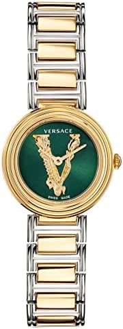 Versace Virtus Quartz Green Dial Two Tone Steel Strap Watch For Women - VET300821 Authentic Buy Shop Now