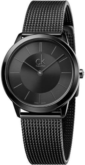 Calvin Klein Minimal Black Dial Black Mesh Bracelet Watch for Men - K3M224B1 Authentic Buy Shop Now
