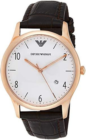 Emporio Armani Beta Chronograph White Dial Brown Leather Strap Watch For Men - AR1915 Authentic Buy Shop Now