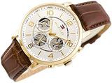 Tommy Hilfiger Keagan Quartz Silver Dial Brown Leather Strap Watch for Men - 1791291 Authentic Buy Shop Now