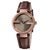 Gucci G Interlocking Brown Dial Brown Leather Strap Watch For Women - YA133504 Authentic Buy Shop Now