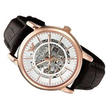 Emporio Armani Meccanico Silver Skeleton Dial Brown Leather Strap Watch For Men - AR1983 Authentic Buy Shop Now