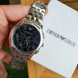 Emporio Armani Classic Chronograph Black Dial Silver Steel Strap Watch For Men - AR1786 Authentic Buy Shop Now