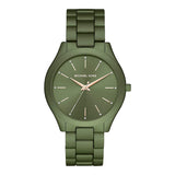 Michael Kors Slim Runway Green Dial Green Steel Strap Watch for Women - MK4526 Authentic Buy Shop Now