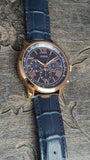 Guess Horizon Chronograph Blue Dial Blue Leather Strap Watch For Men - W0380G5 Authentic Buy Shop Now
