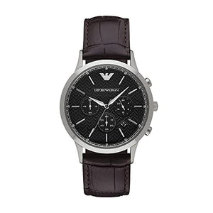Emporio Armani Renato Chronograph Black Dial Brown Leather Strap Watch For Men - AR2482 Authentic Buy Shop Now