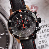 Tissot T Sport PRS 200 Chronograph Grey Dial Black Leather Strap Watch For Men - T067.417.26.051.00 Authentic Buy Shop Now