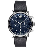 Emporio Armani Aviator Blue Dial Blue Leather Strap Watch For Men - AR11105 Authentic Buy Shop Now