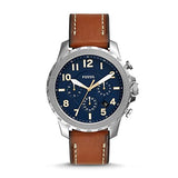 Fossil Bowman Chronograph Blue Dial Brown Leather Strap Watch for Men - FS5602 Authentic Buy Shop Now