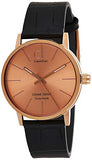 Calvin Klein Post Minimal Rose Gold Dial Black Leather Strap Watch for Men - K7621201 Authentic Buy Shop Now