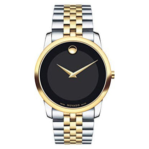 Movado Museum Classic Black Dial Two Tone Steel Strap Watch For Men - 606899 Authentic Buy Shop Now