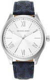 Michael Kors Benning Three Hand Silver Dial Blue Leather Strap Watch For Men - MK8930 Authentic Buy Shop Now