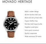 Movado Heritage Calendoplan Black Dial Brown Leather Strap Watch for Men - 3650001 Authentic Buy Shop Now