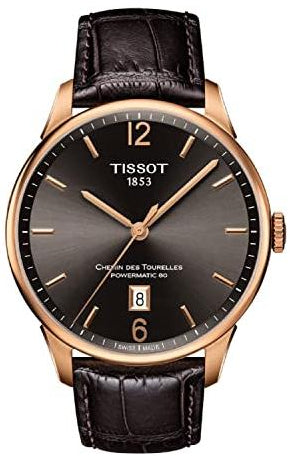 Tissot T Classic Chemin Des Tourelles Powermatic 80 Brown Dial Brown Leather Strap Watch for Men - T099.407.36.447.00 Authentic Buy Shop Now