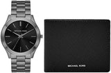Michael Kors Slim Runway Quartz Black Dial Grey Steel Strap Watch For Men - MK1044 Authentic Buy Shop Now