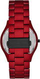 Michael Kors Slim Runway Quartz Black Dial Red Steel Strap Watch for Men - MK8712 Authentic Buy Shop Now