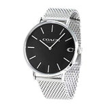 Coach Charles Black Dial Silver Mesh Bracelet Watch for Men - 14602144 Authentic Buy Shop Now