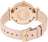 Emporio Armani Gianni T-Bar Quartz Rose Gold Dial Pink Leather Strap Watch For Women - AR11001 Authentic Buy Shop Now