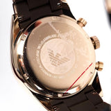 Emporio Armani Sportivo Chronograph Brown Dial Brown Silicone Strap Watch For Men - AR5891 Authentic Buy Shop Now