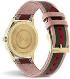 Gucci G Timeless Quartz Pink Dial Three Tone Leather Strap Watch For Women - YA1264118 Authentic Buy Shop Now