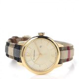 Burberry Classic Champagne Gold Dial Horseferry Leather Strap Watch for Women - BU10104 Authentic Buy Shop Now