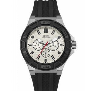 Guess Force Analog Quartz White Dial Black Rubber Strap Watch For Men - W0674G3 Authentic Buy Shop Now