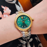 Versace Hellenyium GMT Green Dial Two Tone Steel Strap Watch for Men - V11050015 Authentic Buy Shop Now