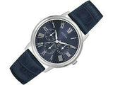 Guess Wafer Chronograph Quartz Blue Dial Blue Leather Strap Watch For Men - W0496G3 Authentic Buy Shop Now