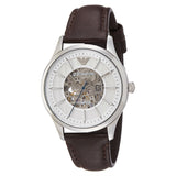 Emporio Armani Meccanico White Dial Brown Leather Strap Watch For Men - AR1946 Authentic Buy Shop Now