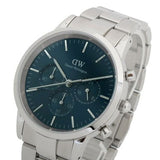 Daniel Wellington Iconic Chronograph Link Blue Dial Silver Steel Strap Watch For Men - DW00100644 Authentic Buy Shop Now