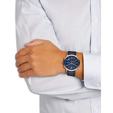 Emporio Armani Renato Chronograph Blue Dial Black Leather Strap Watch For Men - AR11216 Authentic Buy Shop Now