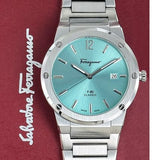 Salvatore Ferragamo F-80 Classic Tiffany Blue Dial Silver Steel Strap Watch for Men - SFDT02323 Authentic Buy Shop Now