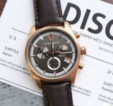 Emporio Armani Chronograph Gray Dial Brown Leather Strap Watch For Men - AR6043 Authentic Buy Shop Now