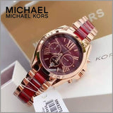 Michael Kors Bradshaw Burgundy Dial Two Tone Steel Strap Watch for Women - MK6270 Authentic Buy Shop Now