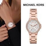 Michael Kors Camille Multifunction White Dial Rose Gold Steel Strap Watch For Women - MK6845 Authentic Buy Shop Now