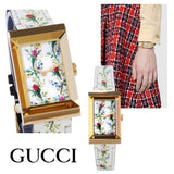 Gucci G-Frame Floral Mother of Pearl Dial White Leather Strap Watch For Women - YA147407 Authentic Buy Shop Now