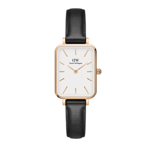 Daniel Wellington Quadro White Dial Black Leather Strap Watch For Women - DW00100434 Authentic Buy Shop Now