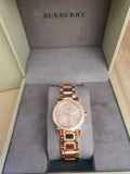 Burberry The City Diamonds Rose Dial Rose Gold Steel Strap Watch for Women - BU9225 Authentic Buy Shop Now