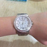 Michael Kors Dylan Glitz Chronograph White Dial Silver Steel Strap Watch For Women - MK5411 Authentic Buy Shop Now