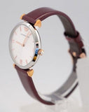 Emporio Armani Gianni T-Bar Quartz Silver Dial Brown Leather Strap Watch For Women - AR11061 Authentic Buy Shop Now