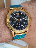 Versace Sport Tech Chronograph Black Dial Gold Steel Strap Watch for Men - VELT00419 Authentic Buy Shop Now
