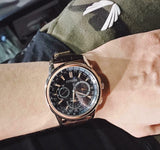 Citizen Eco Drive Calendrier Black Dial Brown Leather StrapWatch For Men - BU2023-12E Authentic Buy Shop Now