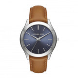 Michael Kors Slim Runway Analog Blue Dial Brown Leather Strap Watch For Men - MK8508 Authentic Buy Shop Now