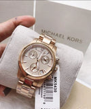 Michael Kors Runway Chronograph Rose Gold Dial Rose Gold Steel Strap Watch for Women - MK5430 Authentic Buy Shop Now