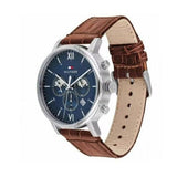 Tommy Hilfiger Evan Chronograph Blue Dial Brown Leather Strap Watch for Men - 1710393 Authentic Buy Shop Now