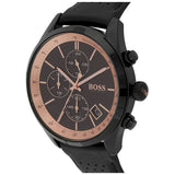 Hugo Boss Grand Prix Chronograph Black Dial Black Leather Strap Watch for Men - 1513550 Authentic Buy Shop Now
