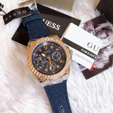 Guess Legacy Analog Blue Dial Blue Denim Strap Watch for Men - W1058G1 Authentic Buy Shop Now