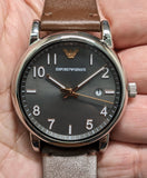 Emporio Armani Luigi Quartz Grey Dial Brown Leather Strap Watch For Men - AR11175 Authentic Buy Shop Now